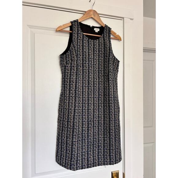 J. Crew Tweed Sheath Mini Dress Sleeveless Women's 4 Blue Career Corporate Chic - Picture 5 of 9